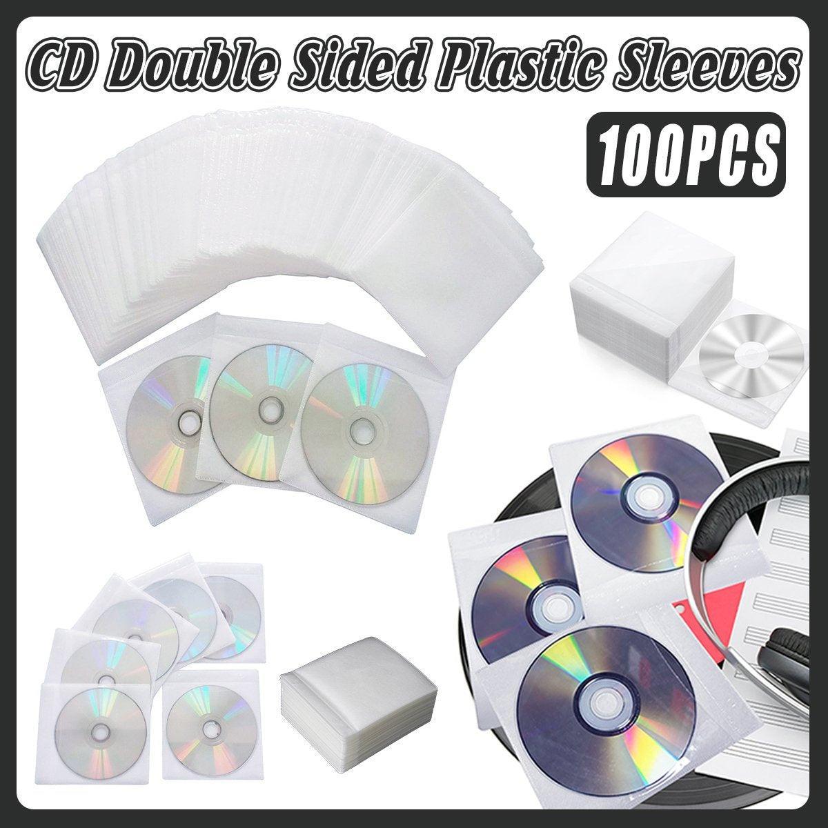 CDs & Vinyl: 100X Premium Color Mixing CD DVD Double Sided Plastic Sleeves Holds 2 discs Storage Bag