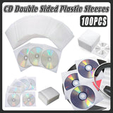 100X Premium White CD DVD Double Sided Plastic Sleeves Holds 2 discs Storage Bag