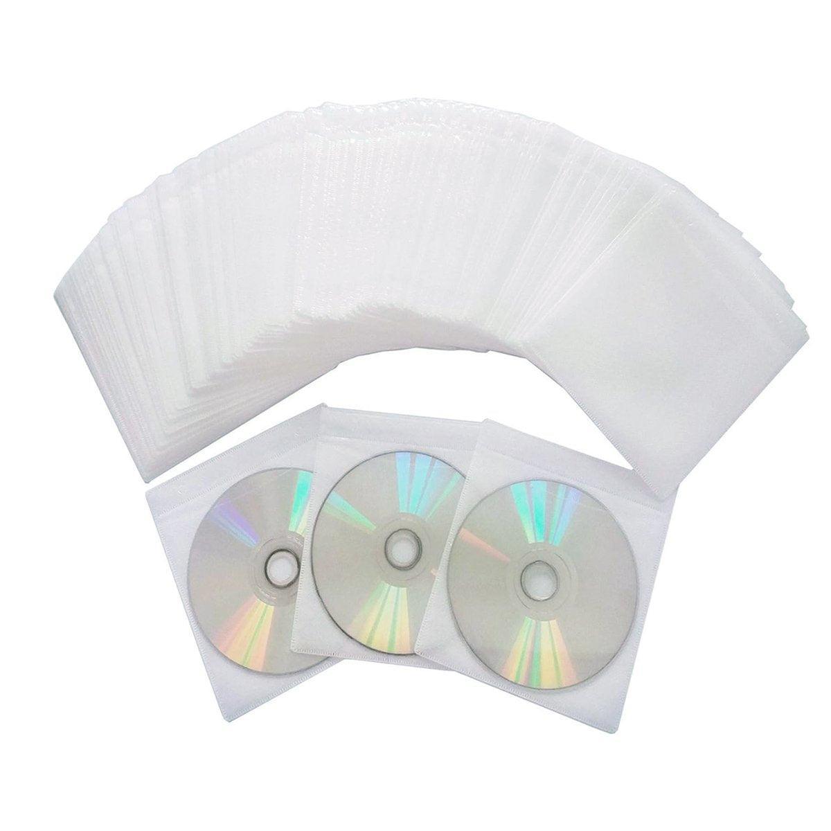 CDs & Vinyl: 100X Premium Color Mixing CD DVD Double Sided Plastic Sleeves Holds 2 discs Storage Bag