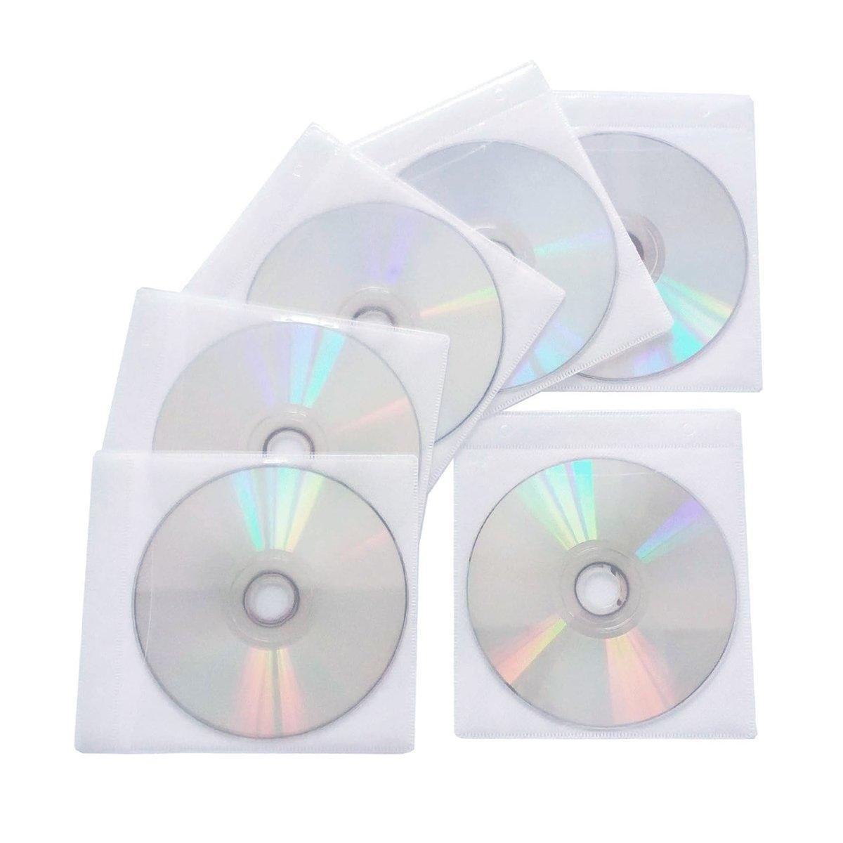 CDs & Vinyl: 100X Premium Color Mixing CD DVD Double Sided Plastic Sleeves Holds 2 discs Storage Bag