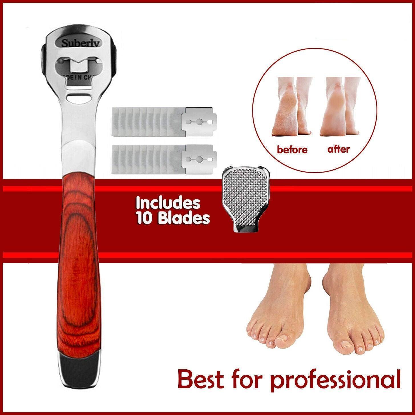 Foot Care: Foot File Hard Skin Remover Callus Shaver Corn Cutter Tool Pedicure + 10 Blades
