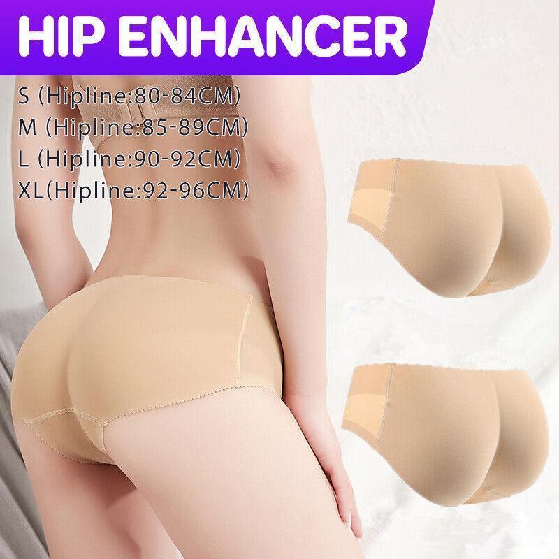 Women's Intimates: Beige Seamless Padded Butt Lifter Briefs Hip Enhancer Underwear for Women - L ( Hipline:90-92cm )