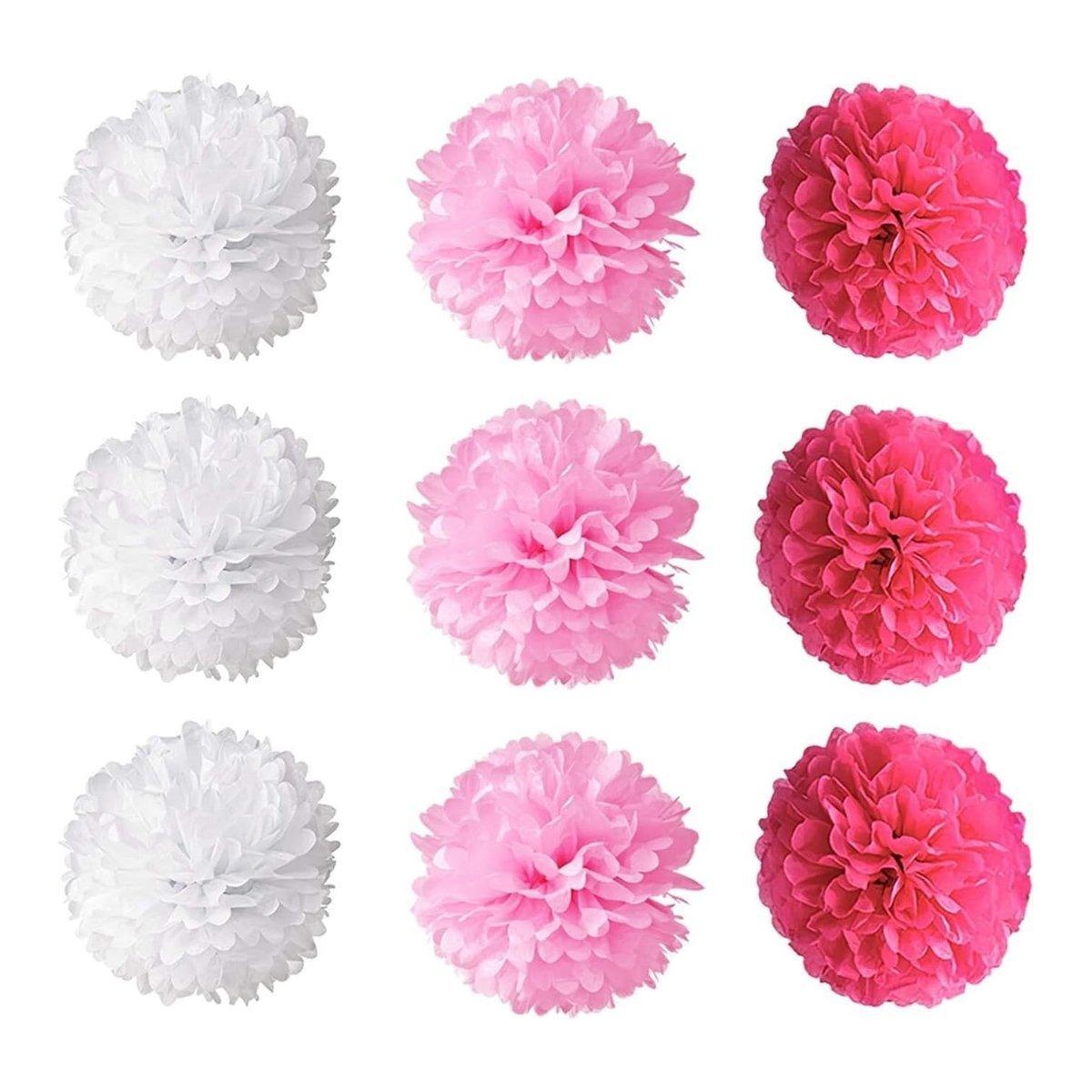 Party Supplies: 18PCS Pink Spiral Hanging Paper Flower Balls Birthday Party Decoration