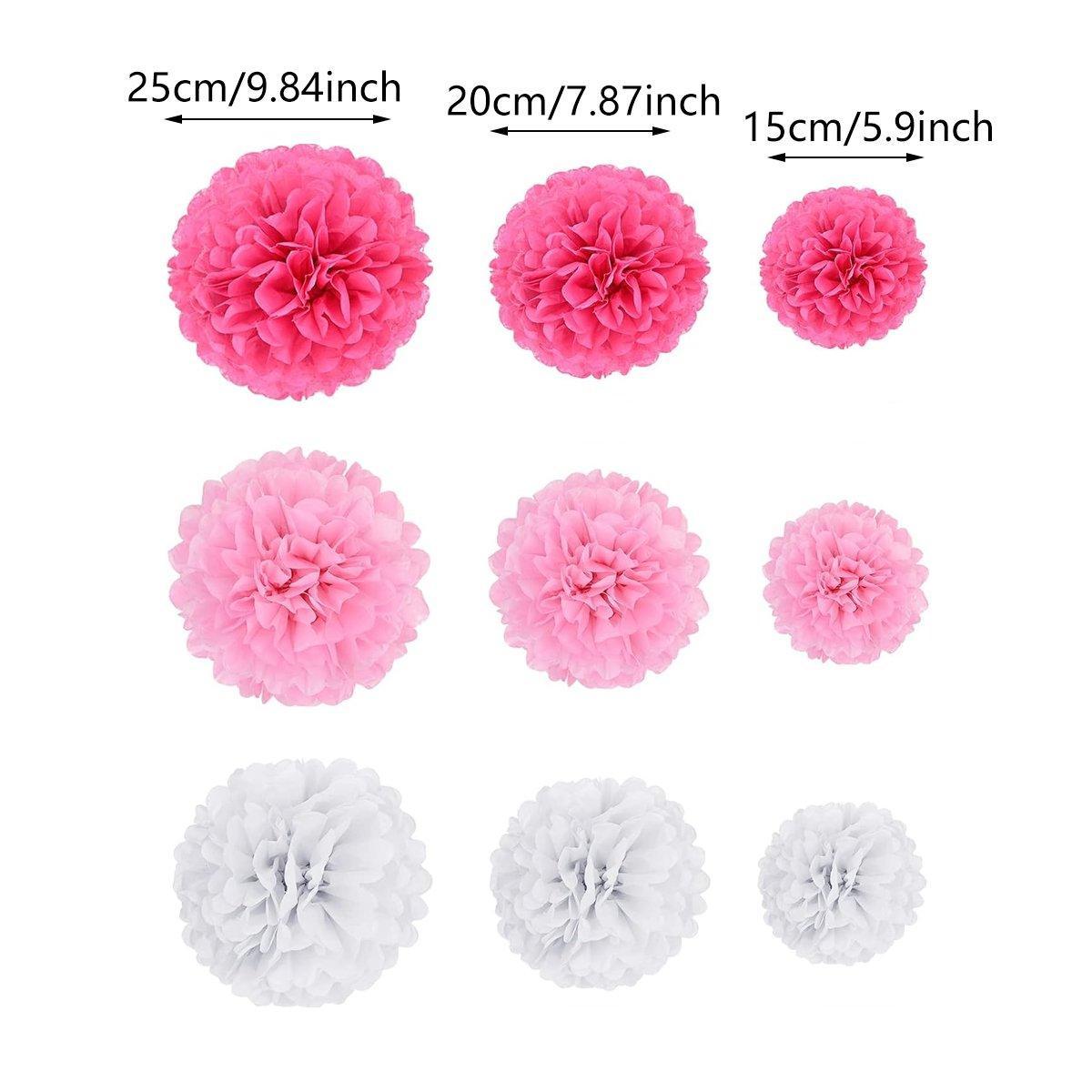 Party Supplies: 18PCS Pink Spiral Hanging Paper Flower Balls Birthday Party Decoration