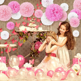 18PCS Pink Spiral Hanging Paper Flower Balls Birthday Party Decoration