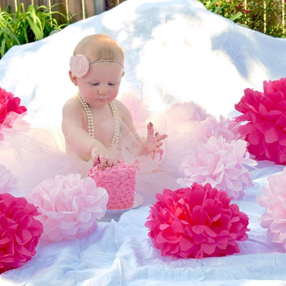 Party Supplies: 18PCS Pink Spiral Hanging Paper Flower Balls Birthday Party Decoration
