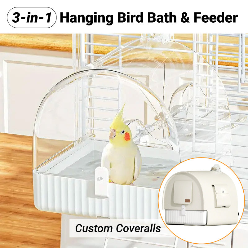 Bird Cage Accessories: 3in1 Parrot Bath Basin Bird Bathtub Cage or Accessory Pet Bird Feeder Water Bowl - Bathroom