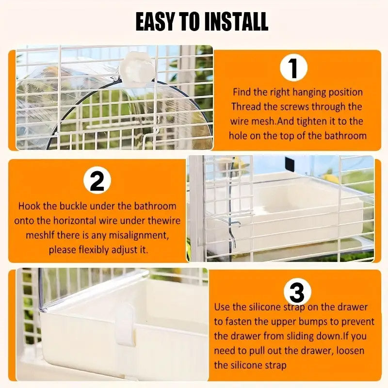 Bird Cage Accessories: 3in1 Parrot Bath Basin Bird Bathtub Cage or Accessory Pet Bird Feeder Water Bowl - Bathroom
