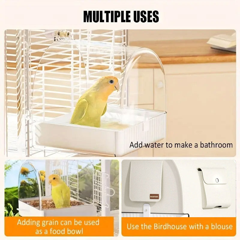 Bird Cage Accessories: 3in1 Parrot Bath Basin Bird Bathtub Cage or Accessory Pet Bird Feeder Water Bowl - Bathroom