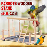 Bird Cage Accessories: Parrots Wooden Stand Bird Play Activity Center Playground Ladder Perch Gym