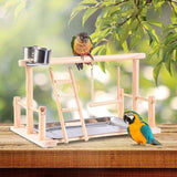 Bird Cage Accessories: Parrots Wooden Stand Bird Play Activity Center Playground Ladder Perch Gym