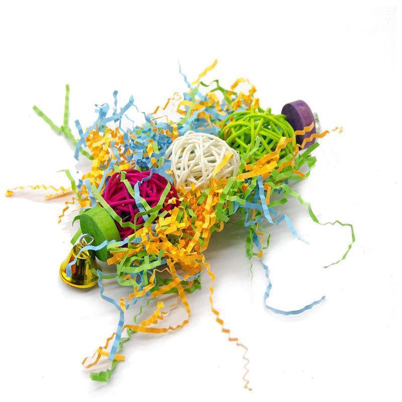 3PCS Bird Parrot Shredding Toys Chewing Foraging Hanging Cage Shredder Bell Toys