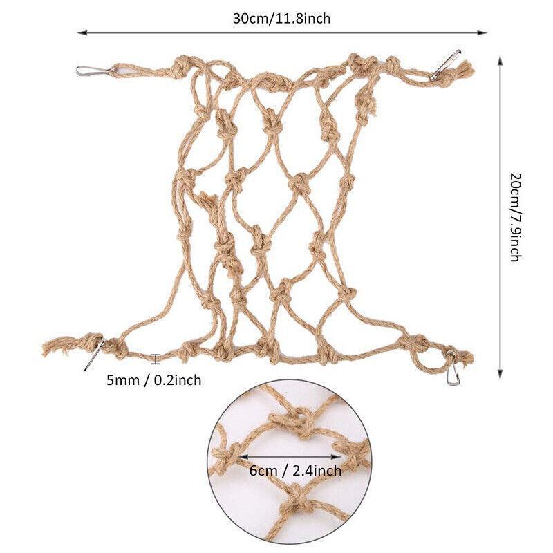 Dog Toys: Hanging Climbing Net for Birds and Small Pets Cotton or Hemp Rope Cage Hammock - Hemp Rope