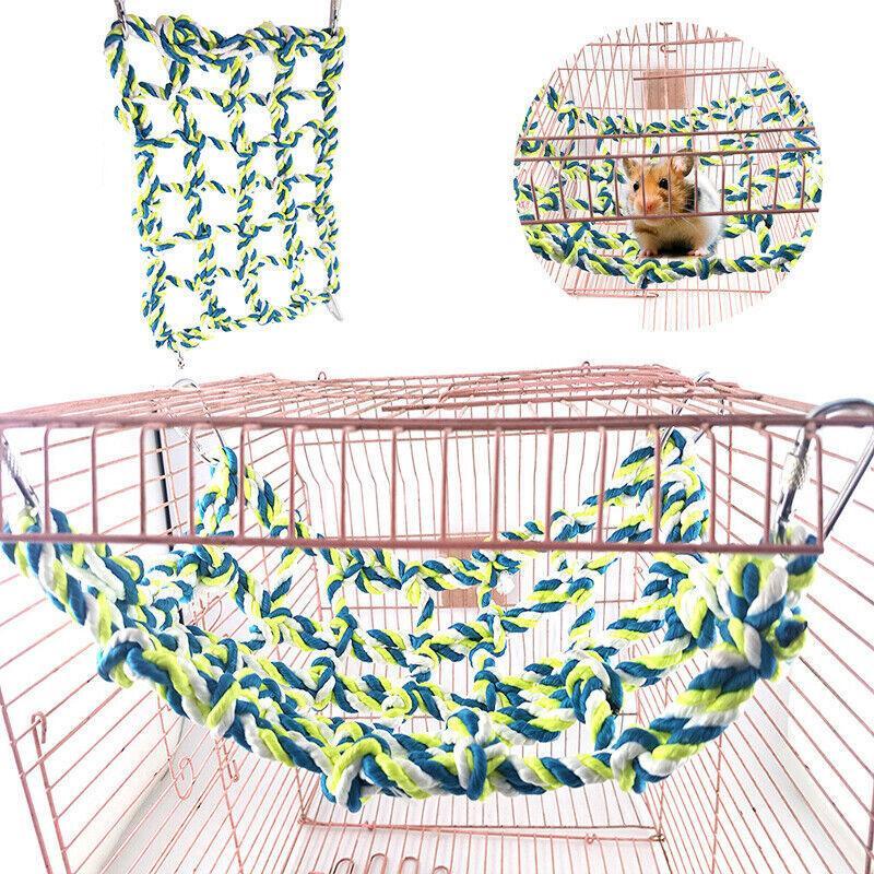 Dog Toys: Hanging Climbing Net for Birds and Small Pets Cotton or Hemp Rope Cage Hammock - Hemp Rope