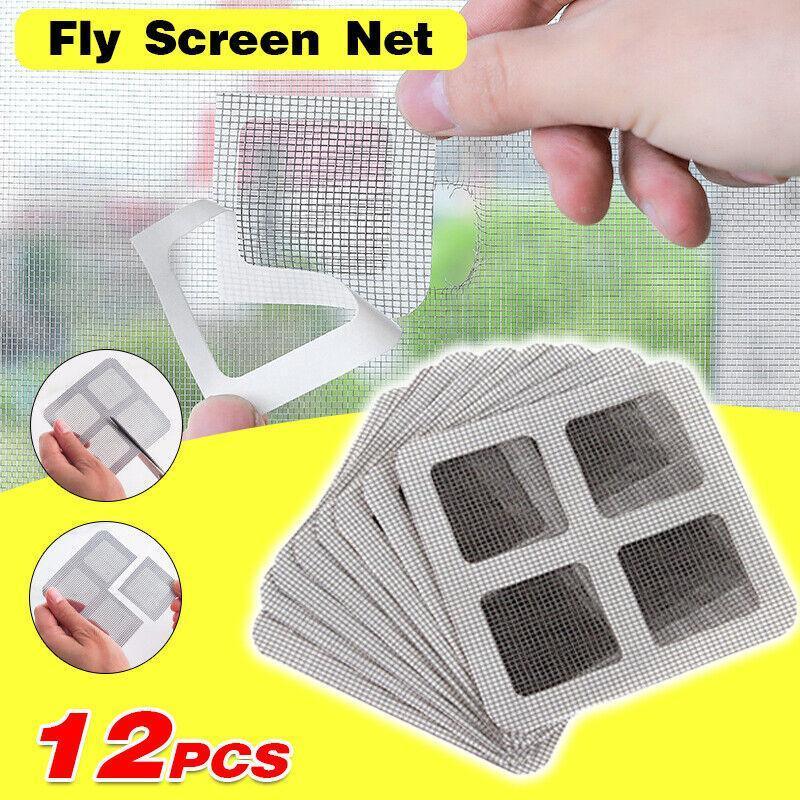 Door Hardware: 12X Fly Screen Net Repair Tape Patch Adhesive Door Curtain For Mending Holes Set