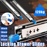 1 Pair Locking Drawer Slides Heavy Duty 120kg Runners Trailer 16 18 20 22 Inch - 20inch/500mm