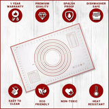 Bakeware & Accessories: Non-Stick Silicone Baking Mat Rolling Cake Dough Scale Pastry Clay Fondant Sheet - Red 80*60cm