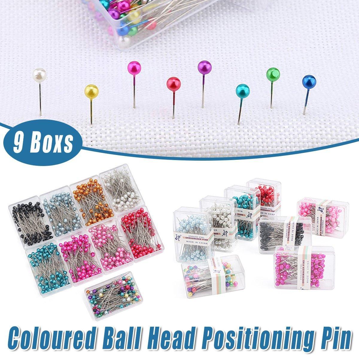 Arts & Crafts: 9Boxs Multicolor Pearl Head Pins Sewing Craft Needles for Cross Stitch Quilting