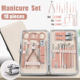18 Piece Rose Gold Stainless Steel Manicure Pedicure Set With Travel Case