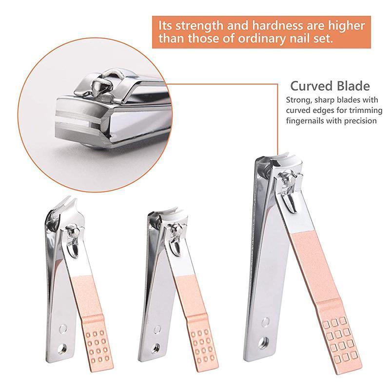 Nail Care: 18 Piece Rose Gold Stainless Steel Manicure Pedicure Set With Travel Case