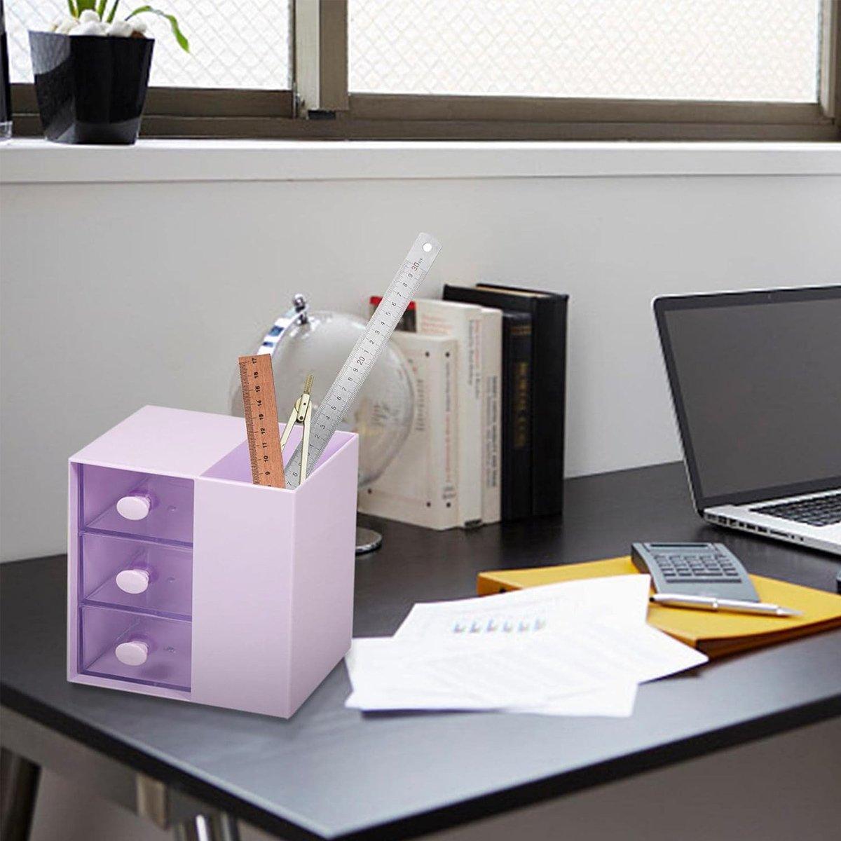 Storage Boxes: 2IN1 Pumping Pen Container Storage Box Cosmetic Drawer Office Organizer Box