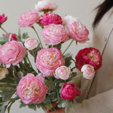 Artificial Flowers & Plants: 5pcs Artificial Peony Silk Flowers Bouquet Decor Faux Floral Arrangements - Purple Red