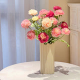 Artificial Flowers & Plants: 5pcs Artificial Peony Silk Flowers Bouquet Decor Faux Floral Arrangements - Purple Red