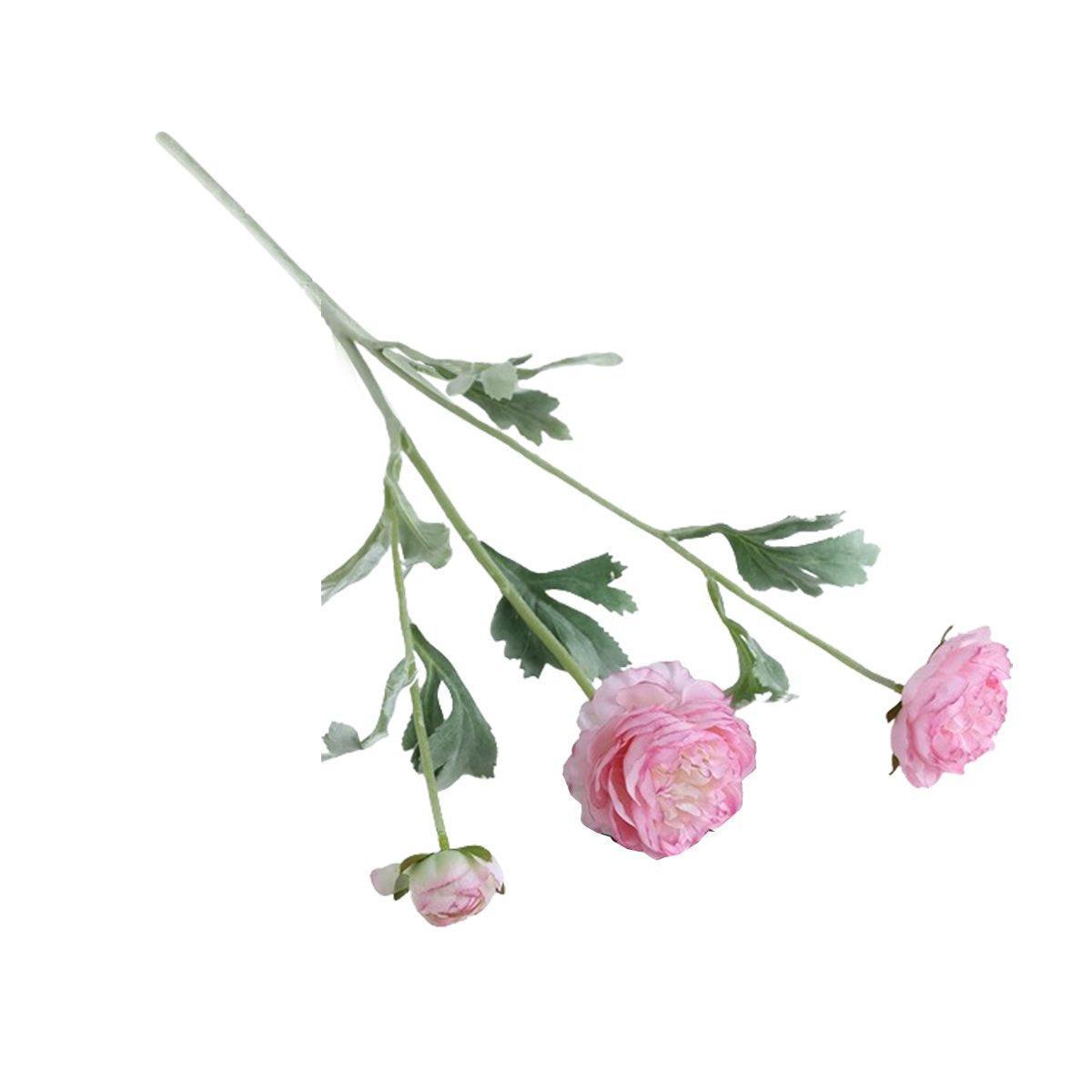5pcs Artificial Peony Silk Flowers Bouquet Decor Faux Floral Arrangements - Purple Red