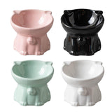Cutlery: Ceramic Cat Bowl Cute Tall Raised Cat Food Bowl for Pets Eating Comfortably - Black