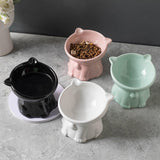 Cutlery: Ceramic Cat Bowl Cute Tall Raised Cat Food Bowl for Pets Eating Comfortably - Green
