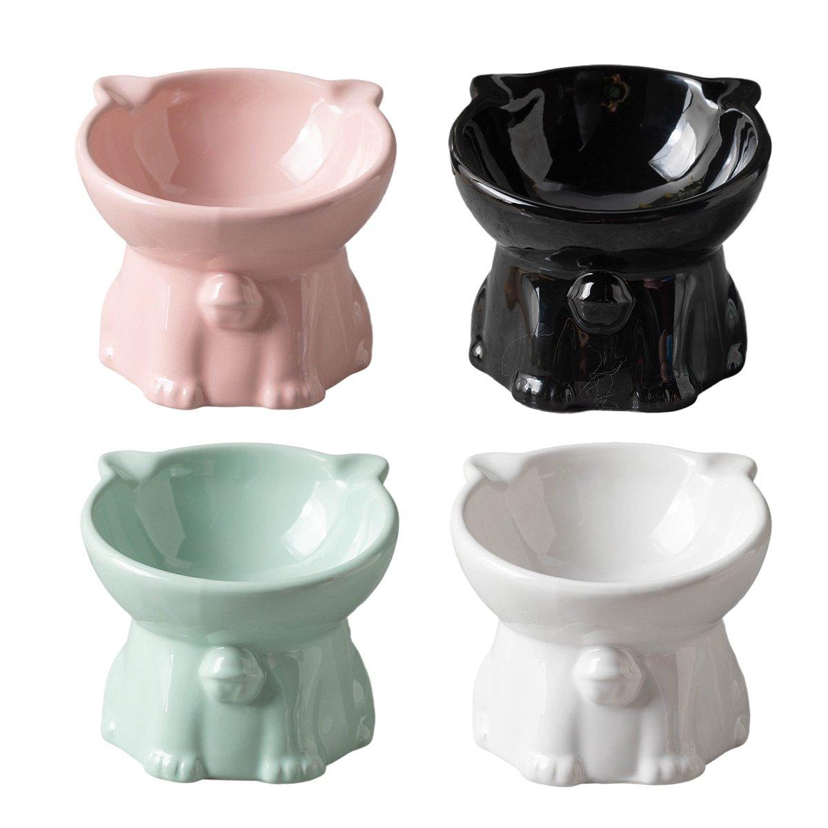 Cutlery: Ceramic Cat Bowl Cute Tall Raised Cat Food Bowl for Pets Eating Comfortably - Pink