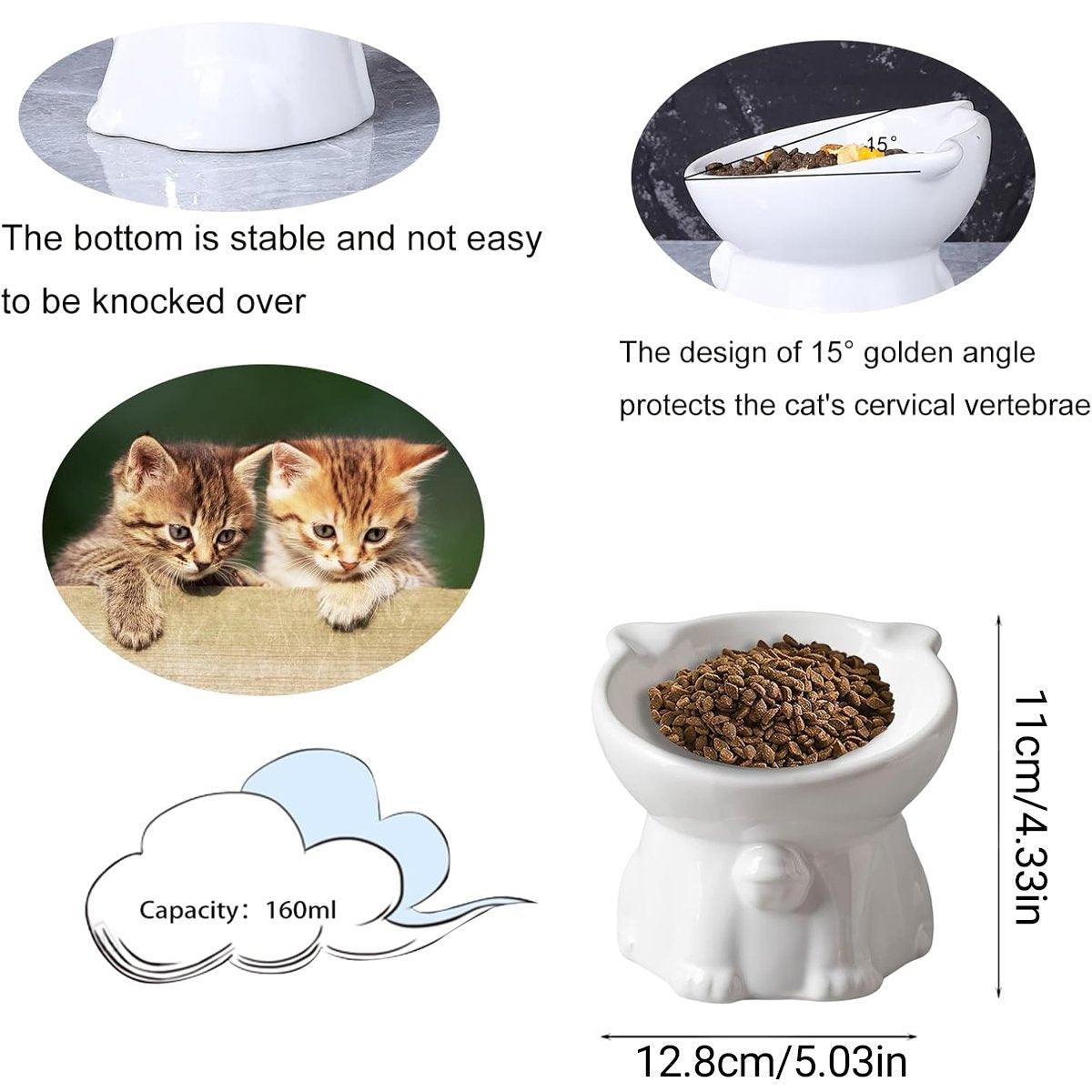 Cutlery: Ceramic Cat Bowl Cute Tall Raised Cat Food Bowl for Pets Eating Comfortably - Pink