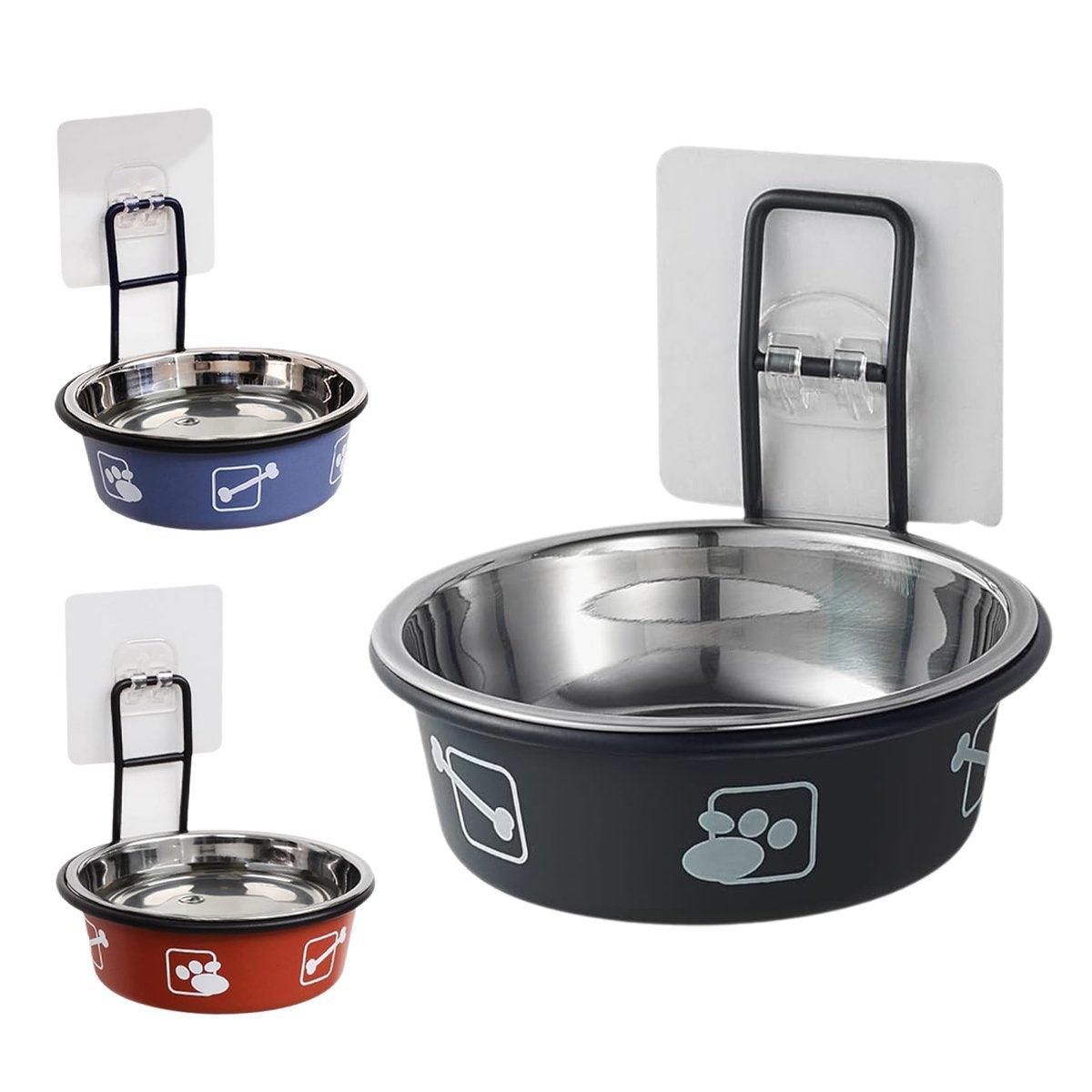 Cat Bowls, Feeders & Waterers: Stainless Steel Pet Bowl Hanging Cat Food Water Bowl Durable for Dogs and Cats - Black-14cm