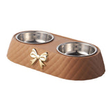 Cutlery: Stainless Steel Double Pet Bowl Non-Slip Anti-Knock Dog Cat Feeder Utensils - Green