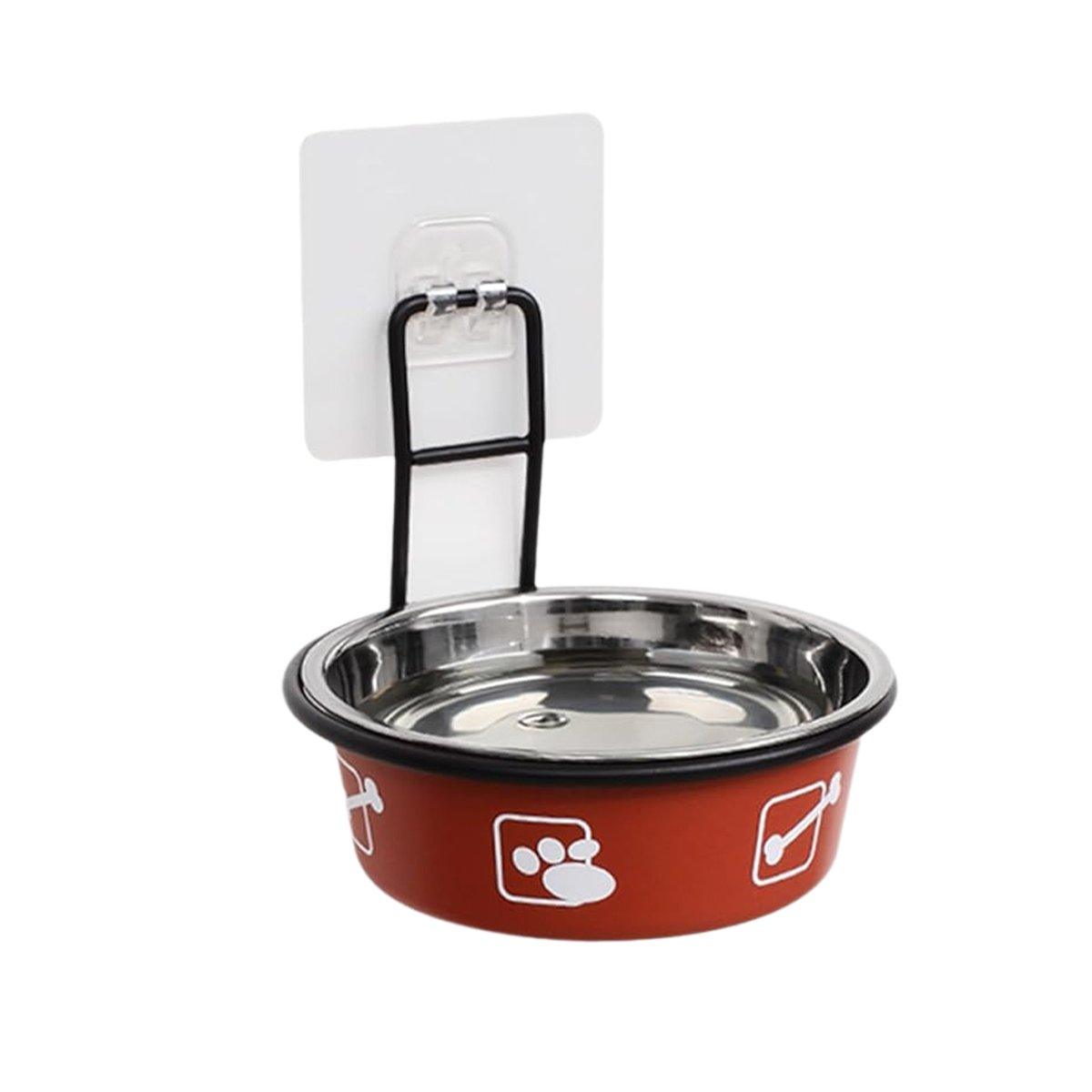 Cat Bowls, Feeders & Waterers: Stainless Steel Pet Bowl Hanging Cat Food Water Bowl Durable for Dogs and Cats - Red-14cm