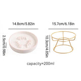 Cat Bowls, Feeders & Waterers: Ceramic Cat Bowl Slow Feeder Pet Food Tray for Cats and Dogs Non Slip Design - Yellow Bowl-White Tray Rack