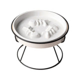 Cat Bowls, Feeders & Waterers: Ceramic Cat Bowl Slow Feeder Pet Food Tray for Cats and Dogs Non Slip Design - Yellow Bowl-White Tray Rack