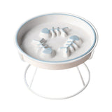 Cat Bowls, Feeders & Waterers: Ceramic Cat Bowl Slow Feeder Pet Food Tray for Cats and Dogs Non Slip Design - Yellow Bowl-White Tray Rack