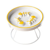 Cat Bowls, Feeders & Waterers: Ceramic Cat Bowl Slow Feeder Pet Food Tray for Cats and Dogs Non Slip Design - Yellow Bowl-White Tray Rack
