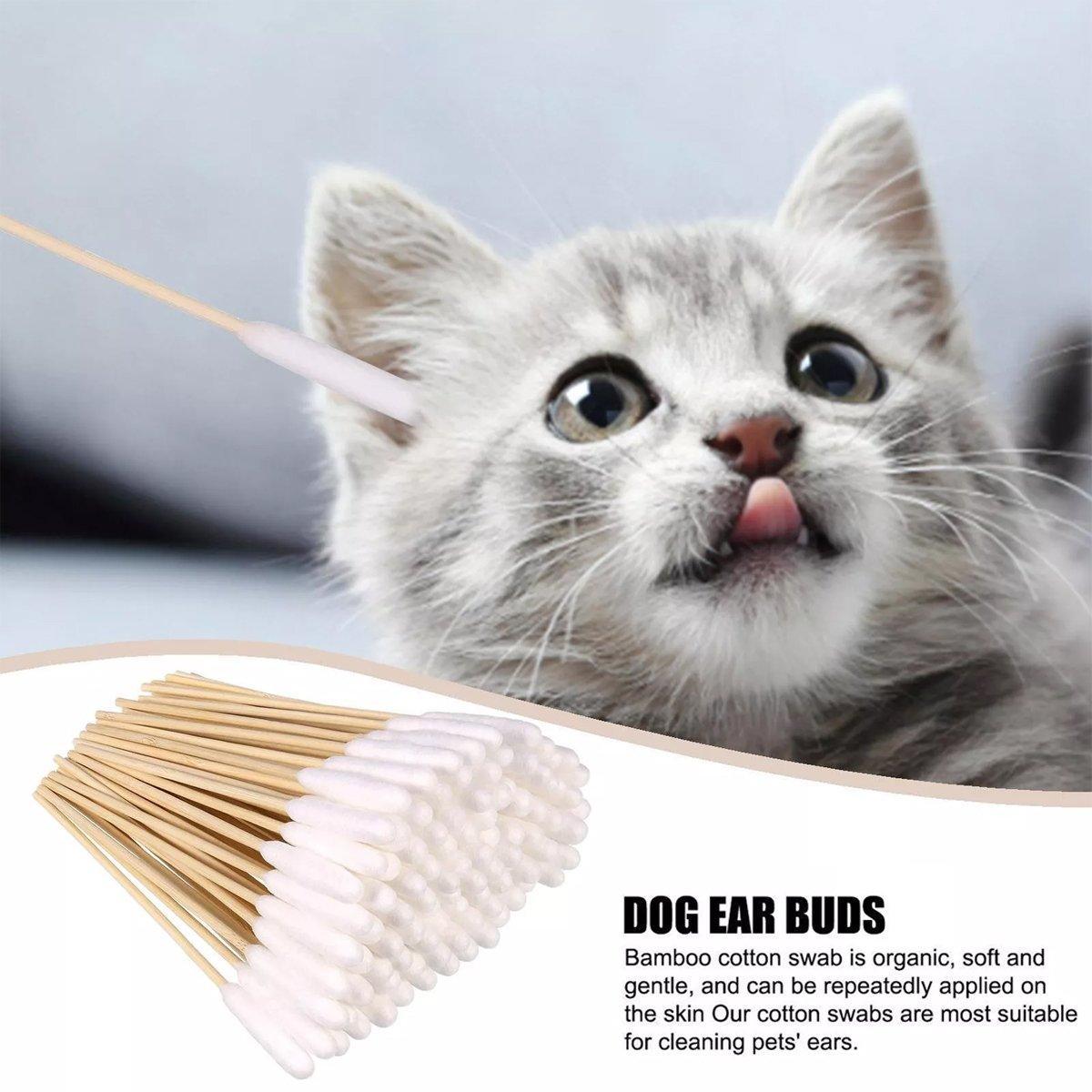 Pet Grooming Supplies: 200PCS Pet Ear Eye Nose Cleaning Cotton Swabs Disposable Dog Cat Grooming Tools