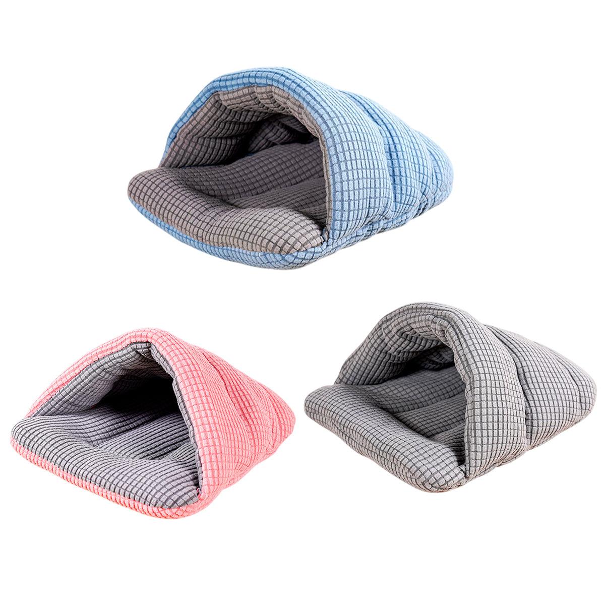 Small Animal Habitats & Cages: Pet Kennel Sleeping Bag Semi Enclosed Bed for Small Animals Cats and Puppies - Blue