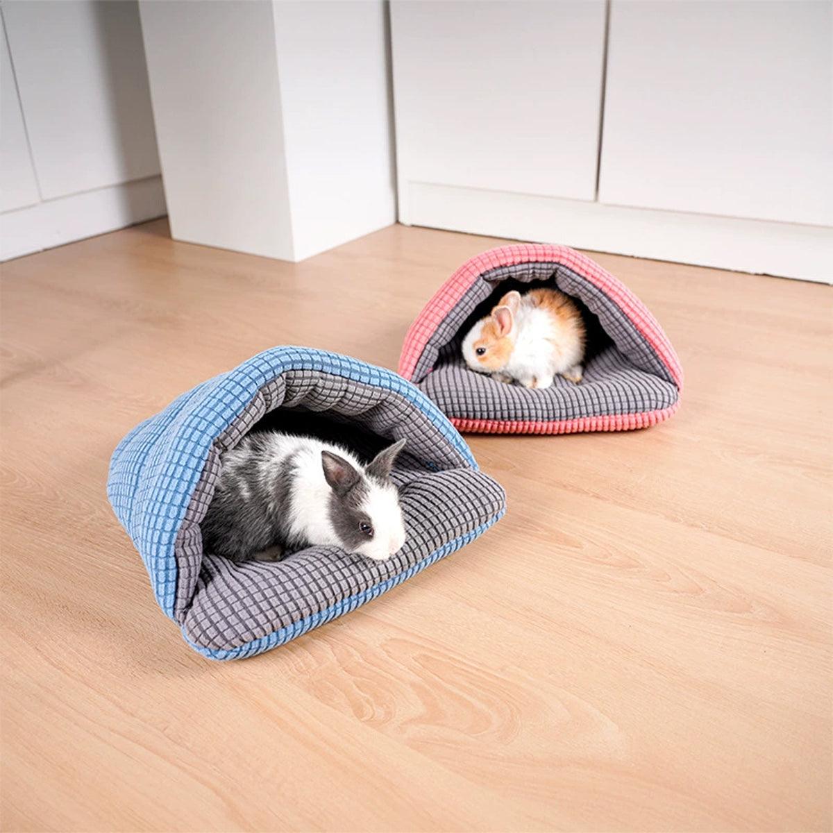 Small Animal Habitats & Cages: Pet Kennel Sleeping Bag Semi Enclosed Bed for Small Animals Cats and Puppies - Blue