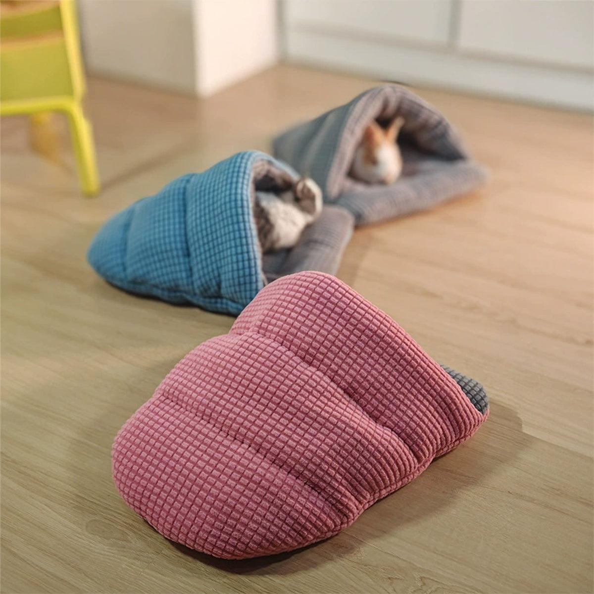 Small Animal Habitats & Cages: Pet Kennel Sleeping Bag Semi Enclosed Bed for Small Animals Cats and Puppies - Grey