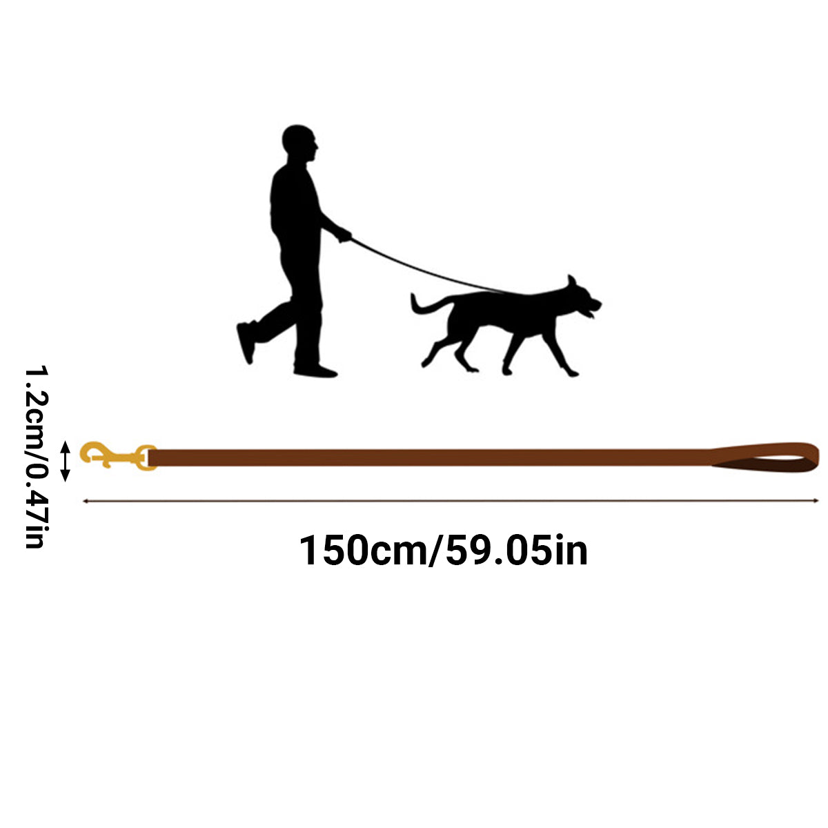 Dog Collars, Leads & Harnesses: Dog Leash Cowhide Lead Heavy Duty Leather M Size Brown For Walking Training - Black