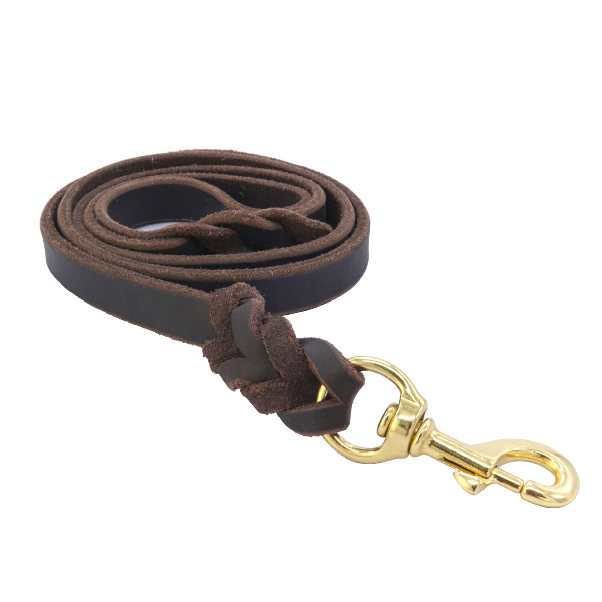 Dog Collars, Leads & Harnesses: Dog Leash Cowhide Lead Heavy Duty Leather M Size Brown For Walking Training - Black