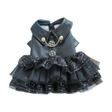 Dog Apparel: Pet Dog Cat Clothes Autumn Winter Fashion Sequin Small Leather Skirt Outfit - L