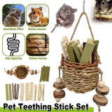 Small Animal Habitats & Cages: Pet Teething Stick Set Chew Toys for Hamster Dental Care Small Animal Supplies