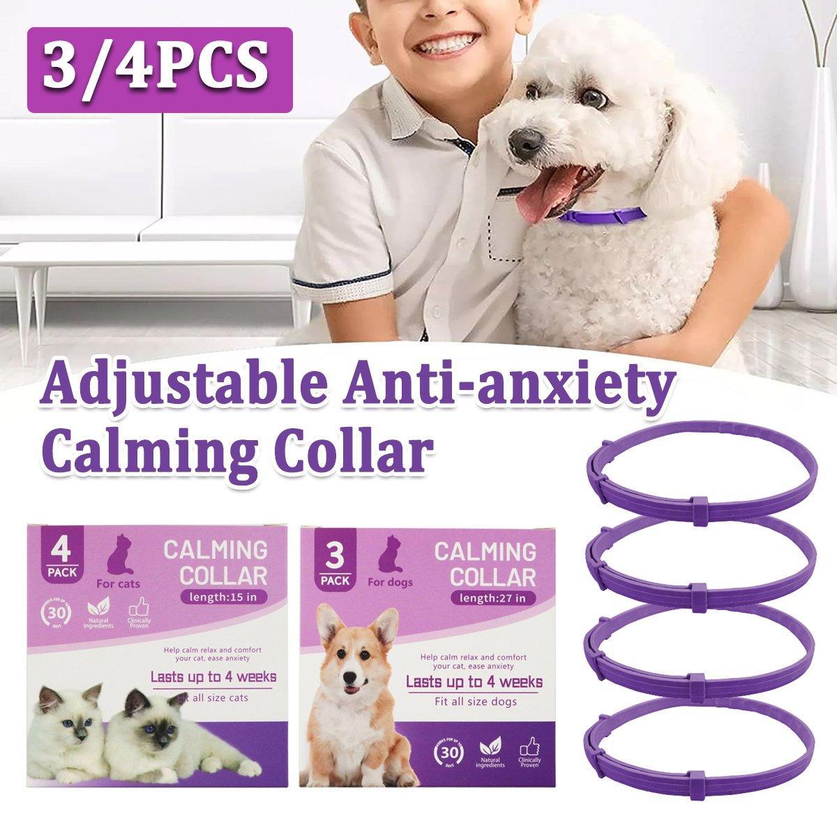 Dog Collars, Leads & Harnesses: 3/4pcs Calming Collar for Cats and Dogs Soothing Pet Relief Collar Long Lasting - 70cm-3PCS