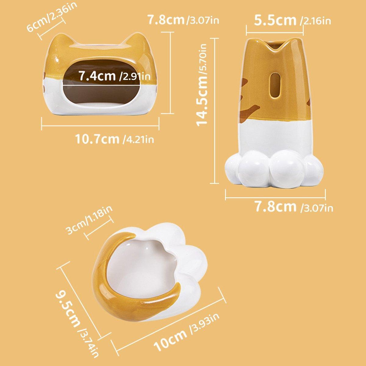 Small Animal Habitats & Cages: Hamster Porcelain Nest Escape House Tiger Head Bowl Claw Water Bottle Set