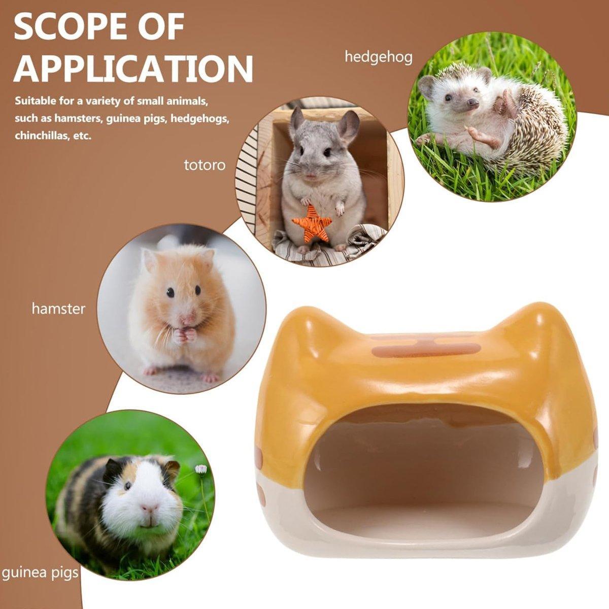 Small Animal Habitats & Cages: Hamster Porcelain Nest Escape House Tiger Head Bowl Claw Water Bottle Set
